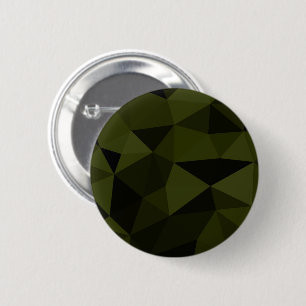 Dark army green black geometric mesh pattern cool  6 cm round badge