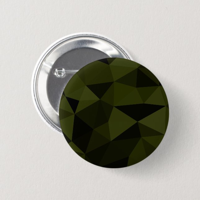 Dark army green black geometric mesh pattern cool  6 cm round badge (Front & Back)
