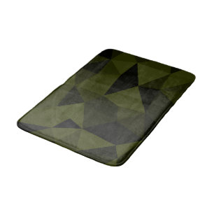 Dark army green black geometric mesh pattern cool  bath mat