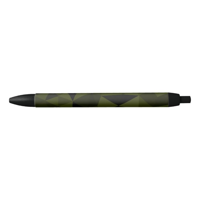 Dark army green black geometric mesh pattern cool  black ink pen (Front)