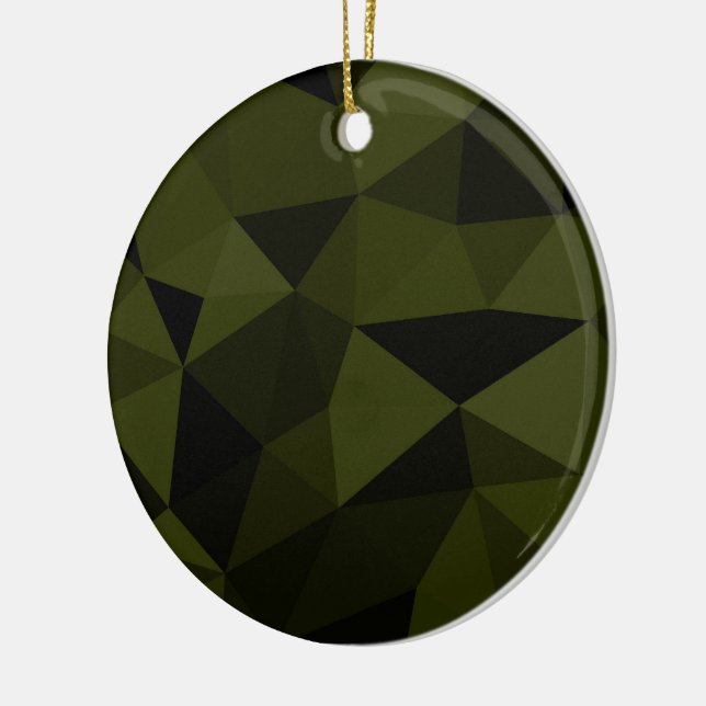 Dark army green black geometric mesh pattern cool  ceramic tree decoration (Left)