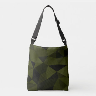Dark army green black geometric mesh pattern cool crossbody bag