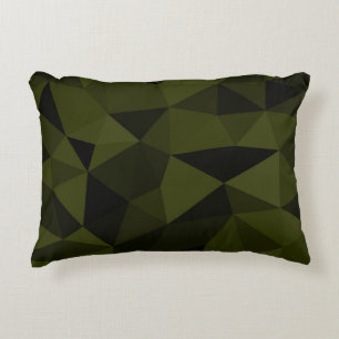 Dark army green black geometric mesh pattern cool  decorative cushion