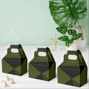 Dark army green black geometric mesh pattern cool favour box