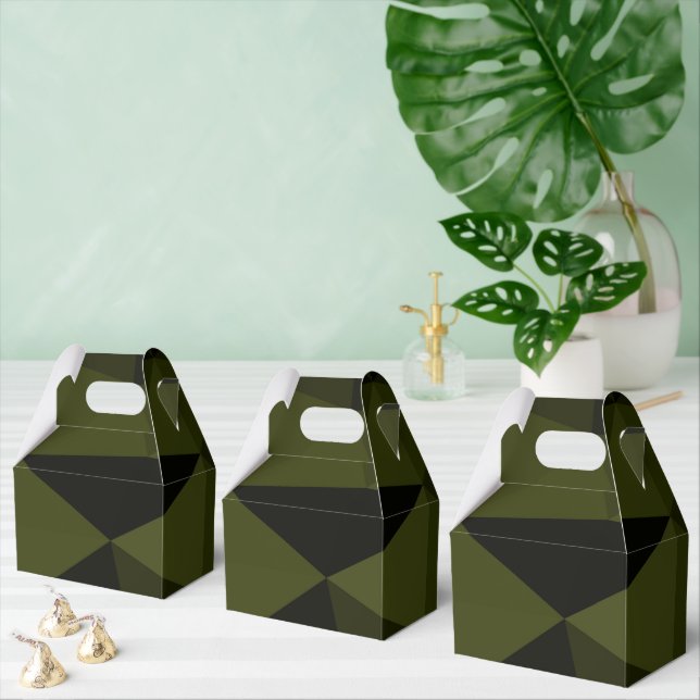 Dark army green black geometric mesh pattern cool  favour box (Multiple)