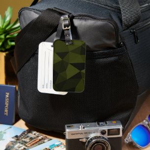 Dark army green black geometric mesh pattern cool  luggage tag