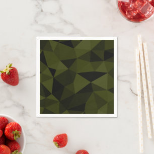 Dark army green black geometric mesh pattern cool  napkin