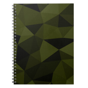 Dark army green black geometric mesh pattern cool  notebook