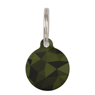 Dark army green black geometric mesh pattern cool pet tag