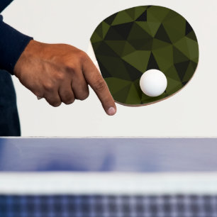 Dark army green black geometric mesh pattern cool ping pong paddle