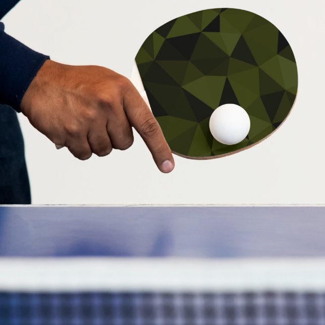 Dark army green black geometric mesh pattern cool  ping pong paddle (Insitu)