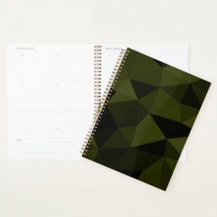 Dark army green black geometric mesh pattern cool  planner