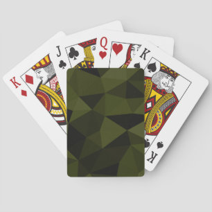 Dark army green black geometric mesh pattern cool  playing cards