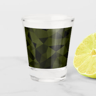 Dark army green black geometric mesh pattern cool  shot glass