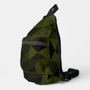 Dark army green black geometric mesh pattern cool sling bag