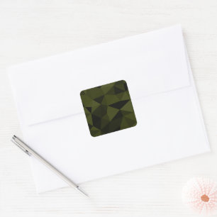 Dark army green black geometric mesh pattern cool  square sticker