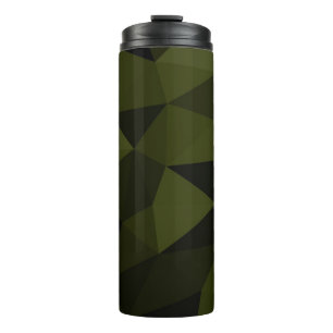 Dark army green black geometric mesh pattern cool  thermal tumbler