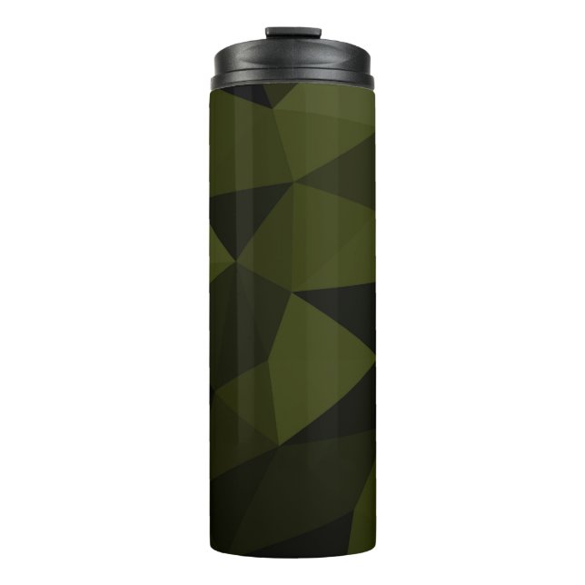 Dark army green black geometric mesh pattern cool  thermal tumbler (Front)