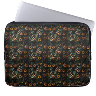 Dark Autumn Harvest – Pumpkins, Wheat Sunflowers Laptop Sleeve
