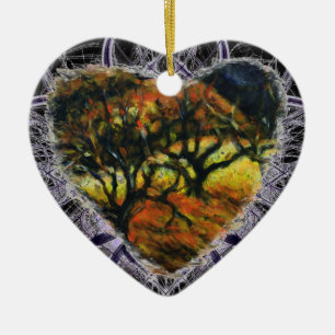 Dark Autumn Heart Ceramic Tree Decoration
