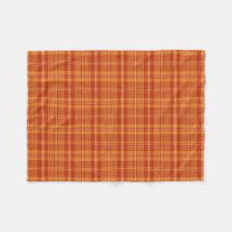 Dark Autumn Orange Layered Detailed Fall Plaid Fleece Blanket