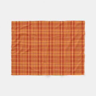 Dark Autumn Orange Layered Detailed Fall Plaid Fleece Blanket