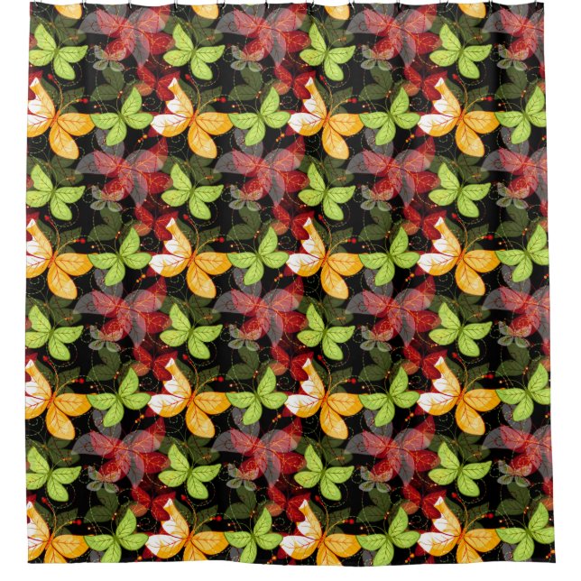 Dark Autumn Pattern Shower Curtain (Front)