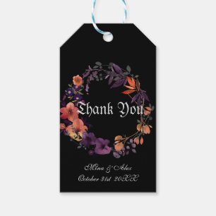 Dark Autumn Wreath Hallowedding Favour Gift Tags