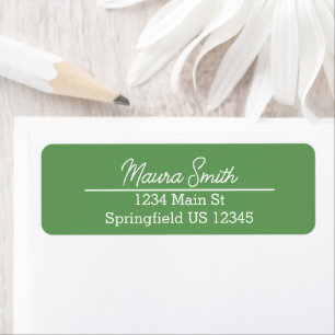 Dark avocado green minimalist return address
