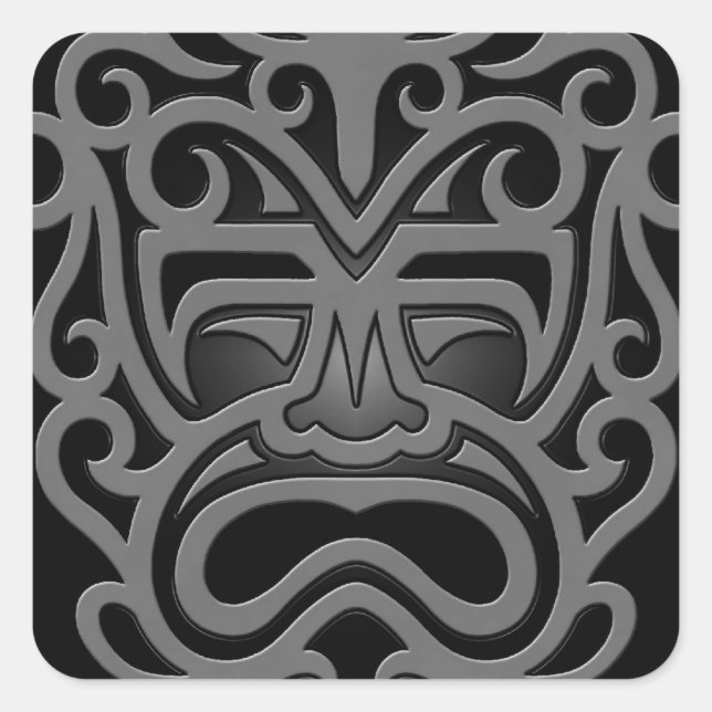 Dark Aztec Mask Square Sticker (Front)