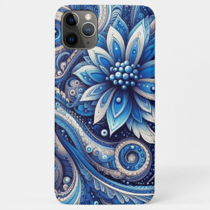 Dark Azure Navy Blue Black Paisley Art Pattern iPhone 11 Pro Max Case