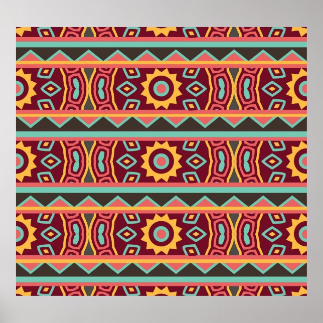 Dark Background: Ethnic Aztec Seamless Poster (Front)