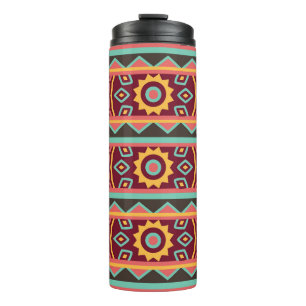 Dark Background: Ethnic Aztec Seamless Thermal Tumbler