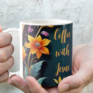 Dark Background Floral Customisable Faith Based C Coffee Mug
