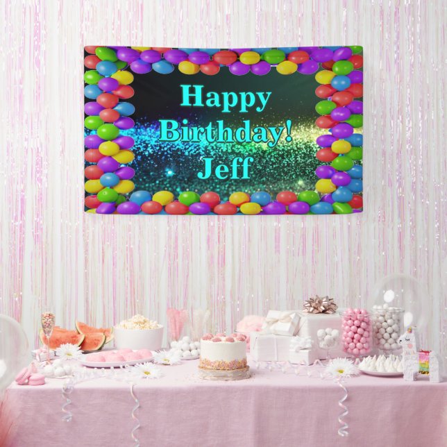 Dark Balloon Happy Birthday custom Vinyl Banner (Party)
