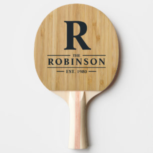 Dark Bamboo Family Name & Initial Ping Pong Paddle