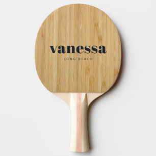 Dark Bamboo Minimal Modern Classic Name  Ping Pong Paddle