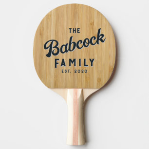 Dark Bamboo Retro Family Name & Year Ping Pong Paddle