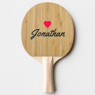 Dark Bamboo Vintage Heart Signature Ping Pong Paddle