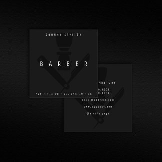 Dark barbers style square business card