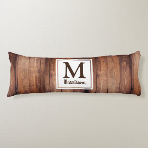 Dark Barn Wood Country Monogrammed Body Cushion