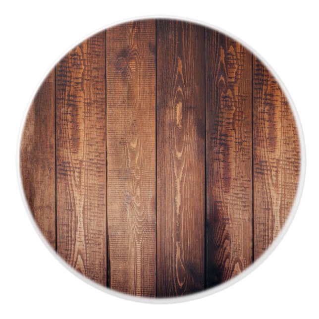 Dark Barn Wood Planks Ceramic Knob (Front)