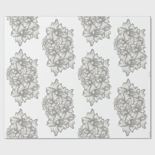 Dark Baroque Floral Tattoo Style Wrapping Paper