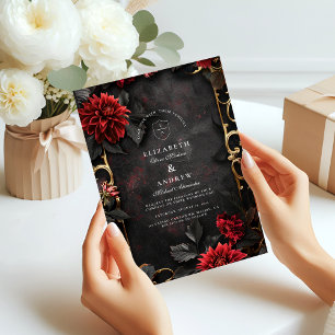 Dark Baroque Floral Wedding Invitation