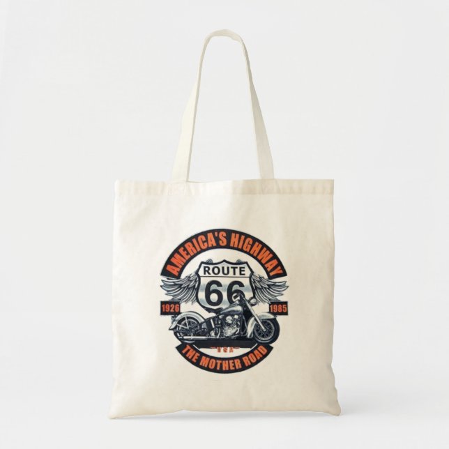 Dark Basic theme Route 66 Motorcycles Tote Bag (Front)