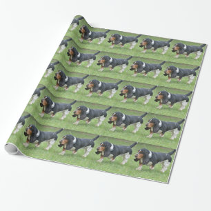 Dark Basset Hound Dog Wrapping Paper