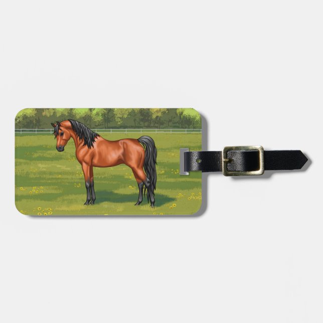 Dark Bay Egyptian Arabian Horse Luggage Tag (Front Horizontal)