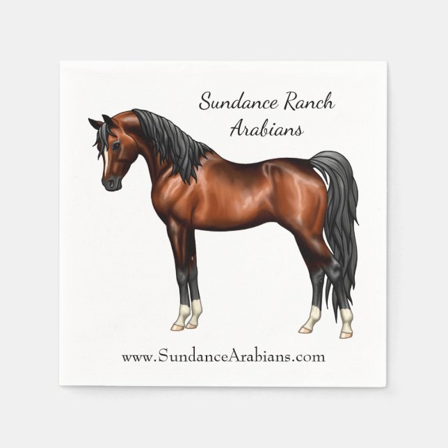 Dark Bay Egyptian Arabian Horse Napkin (Front)