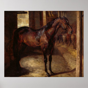 Dark Bay Horse in the stable Poster