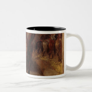 Dark Bay Horse in the stable Two-Tone Coffee Mug